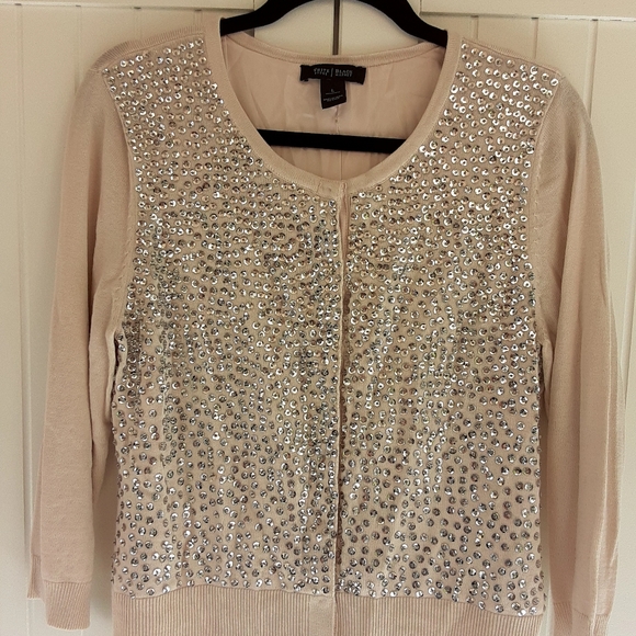 White House Black Market  Sequin Cardigan, Size Large - Picture 3 of 7